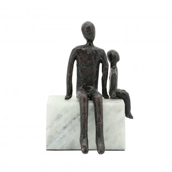 Metal, 10", Dad & Son Sitting Sculpture