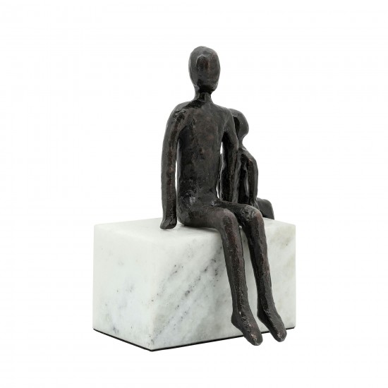 Metal, 10", Dad & Son Sitting Sculpture