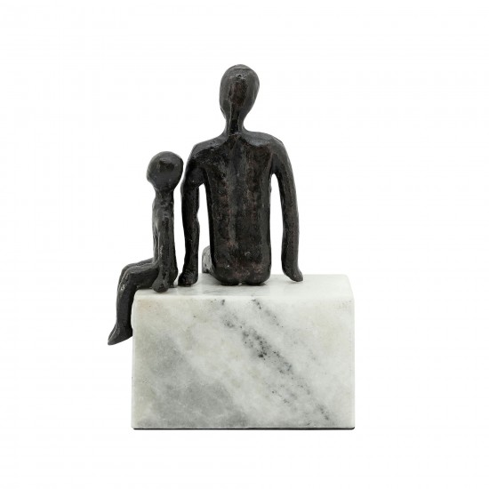 Metal, 10", Dad & Son Sitting Sculpture