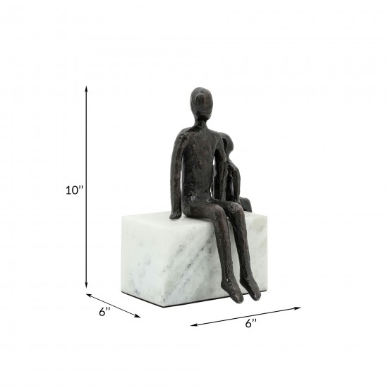 Metal, 10", Dad & Son Sitting Sculpture