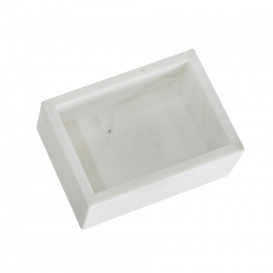 Marble 7x5" Box W/ Inlay, White