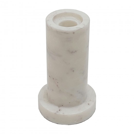 Marble,5"h,taper Candle Holder W/flat Base,white