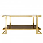 Metal/marble Glass Console Table, Gold/white Kd