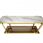 Metal/marble Glass Console Table, Gold/white Kd