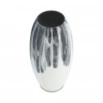 Glass, 18"h Vase W/ Metal Ring, White