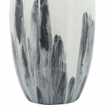 Glass, 18"h Vase W/ Metal Ring, White