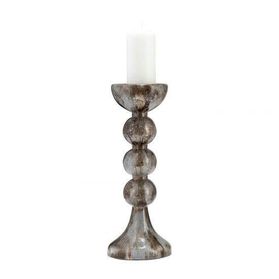 Glass, 18"h, Bubbly Candle Holder, Brown