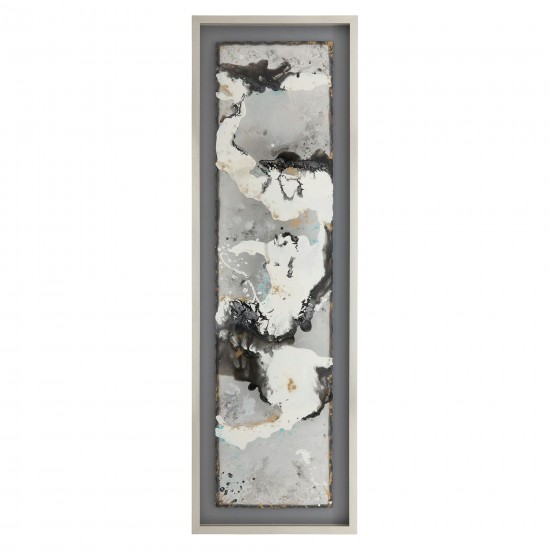 66x21 S/3 Abstract Canvas, Black On Silver Frame