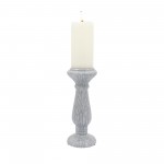 Cer, 10"h Candle Holder, Scratched, Silver