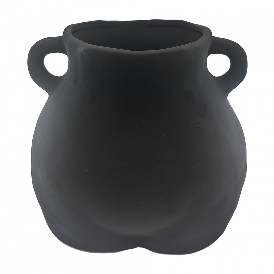 Dol, 6"h Bum Vase W/ Handles, Black