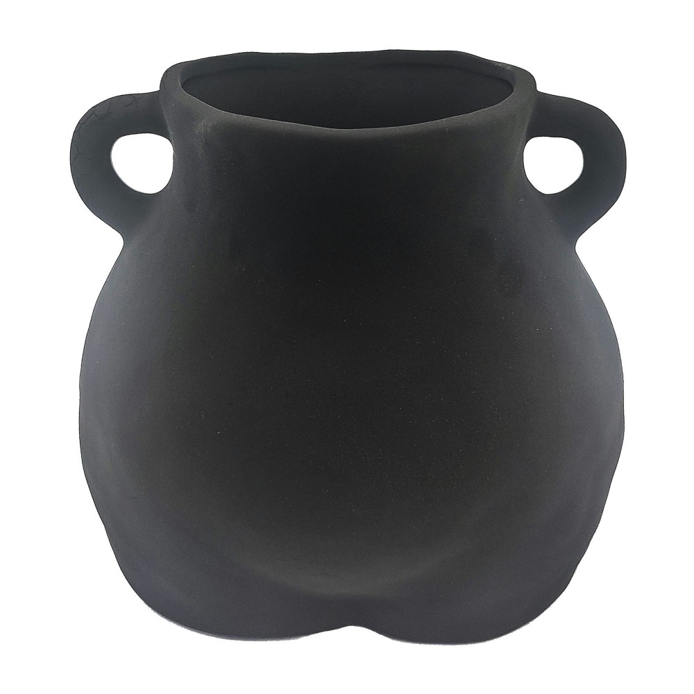 Dol, 6"h Bum Vase W/ Handles, Black