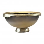 Glass, 15"d Bowl W/ Silver Base, Taupe Nickel