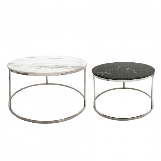 S/2 Metal/marble Coffee Table, Silver