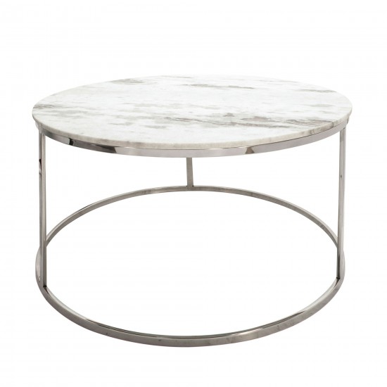 S/2 Metal/marble Coffee Table, Silver