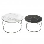 S/2 Metal/marble Coffee Table, Silver