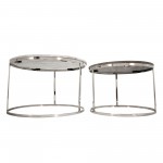 S/2 Metal/marble Coffee Table, Silver