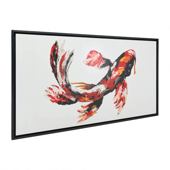 59x35, Hand Painted Koi Fish, Red/blk