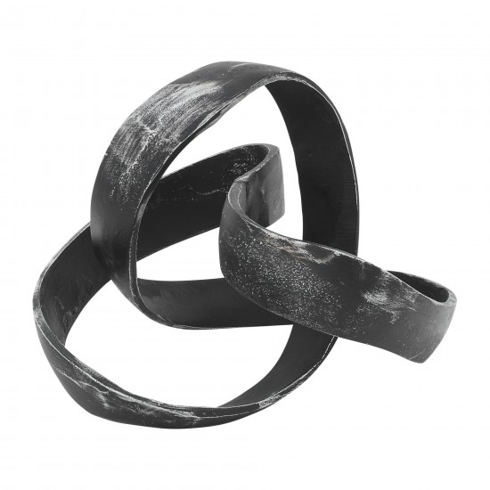 Aluminum Knot Sculpture, 7", Scratched Black