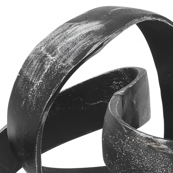 Aluminum Knot Sculpture, 7", Scratched Black