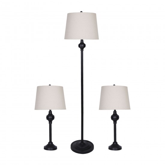 Metal,s/3,25/61"h,table&floor Genie Lamps,blk