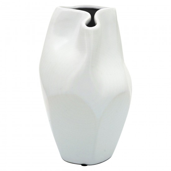 Cer, 10"h Abstract Vase, White