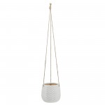 Ceramic 6" Chevron Hanging Planter, Beige