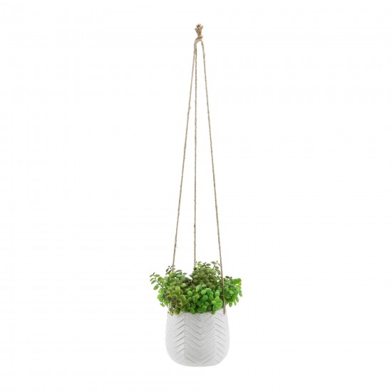 Ceramic 6" Chevron Hanging Planter, Beige