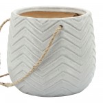 Ceramic 6" Chevron Hanging Planter, Beige