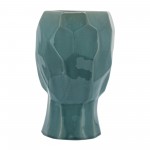 Cer, 12" Face Vase, Turquiose