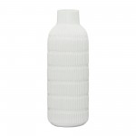 Cer,17",pearl Stripe Vase,white