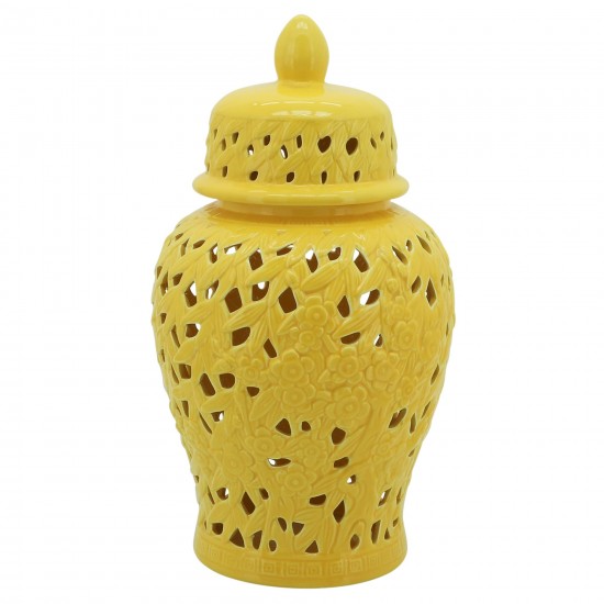 Pierced Yellow Temple Jar 18"