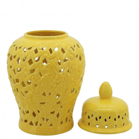 Pierced Yellow Temple Jar 18"