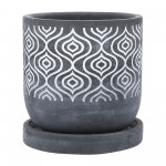 Cem, 6" Aztec Planter W/ Saucer, Gray