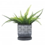 Cem, 6" Aztec Planter W/ Saucer, Gray