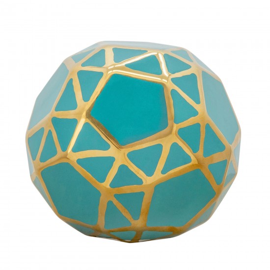 Ceramic Orb 6" Turq/gold