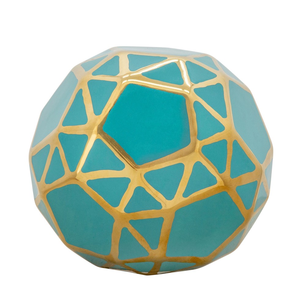 Ceramic Orb 6" Turq/gold