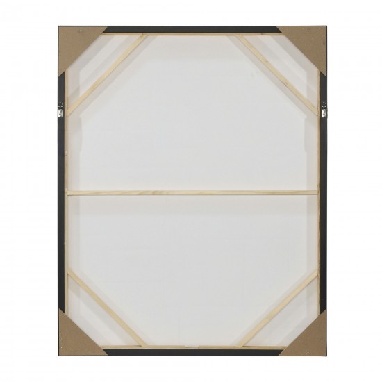 40x32 100% Hand Painted Abstract - Framed, Black/w