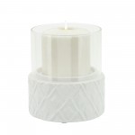 White Ceramic /glass 5" Pillar Holder, Diamond