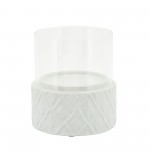 White Ceramic /glass 5" Pillar Holder, Diamond