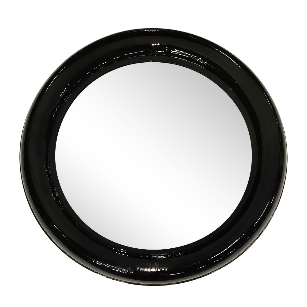 Metal 36" Round Mirror, Black