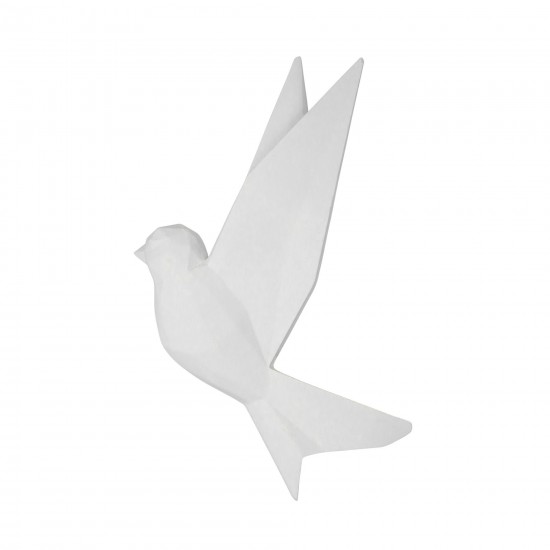 Resin 8" Origami Bird Wall Decor, White