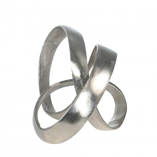 Aluminum Knot Sculpture, 7", Silver Matte