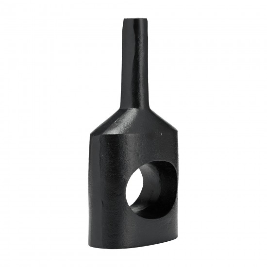 Metal,12"h, Small Modern Open Cut Out Vase,black