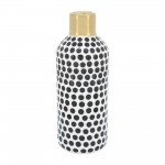 Cer, 12"h Polka Dots Vase, Gold/white