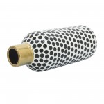 Cer, 12"h Polka Dots Vase, Gold/white