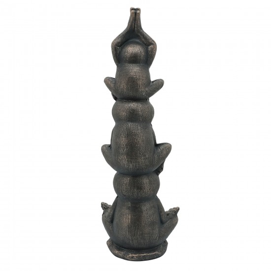 Resin, 24"h Stacking Yoga Frogs, Black