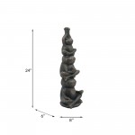 Resin, 24"h Stacking Yoga Frogs, Black