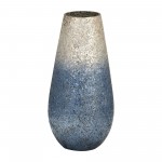 12" Crackled Vase, Silver Blue Ombre