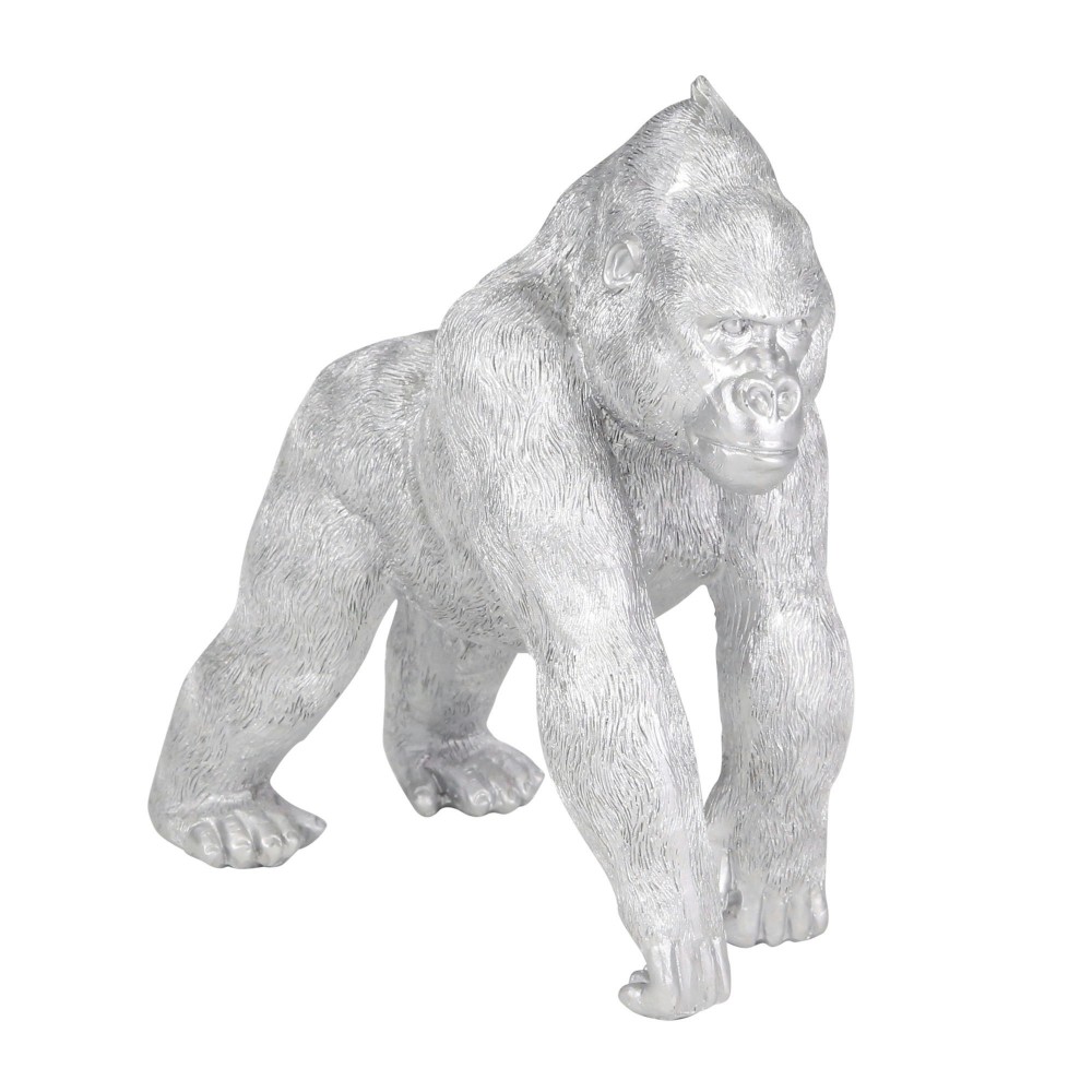 Polyresin 10" Gorilla, Silver