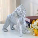 Polyresin 10" Gorilla, Silver